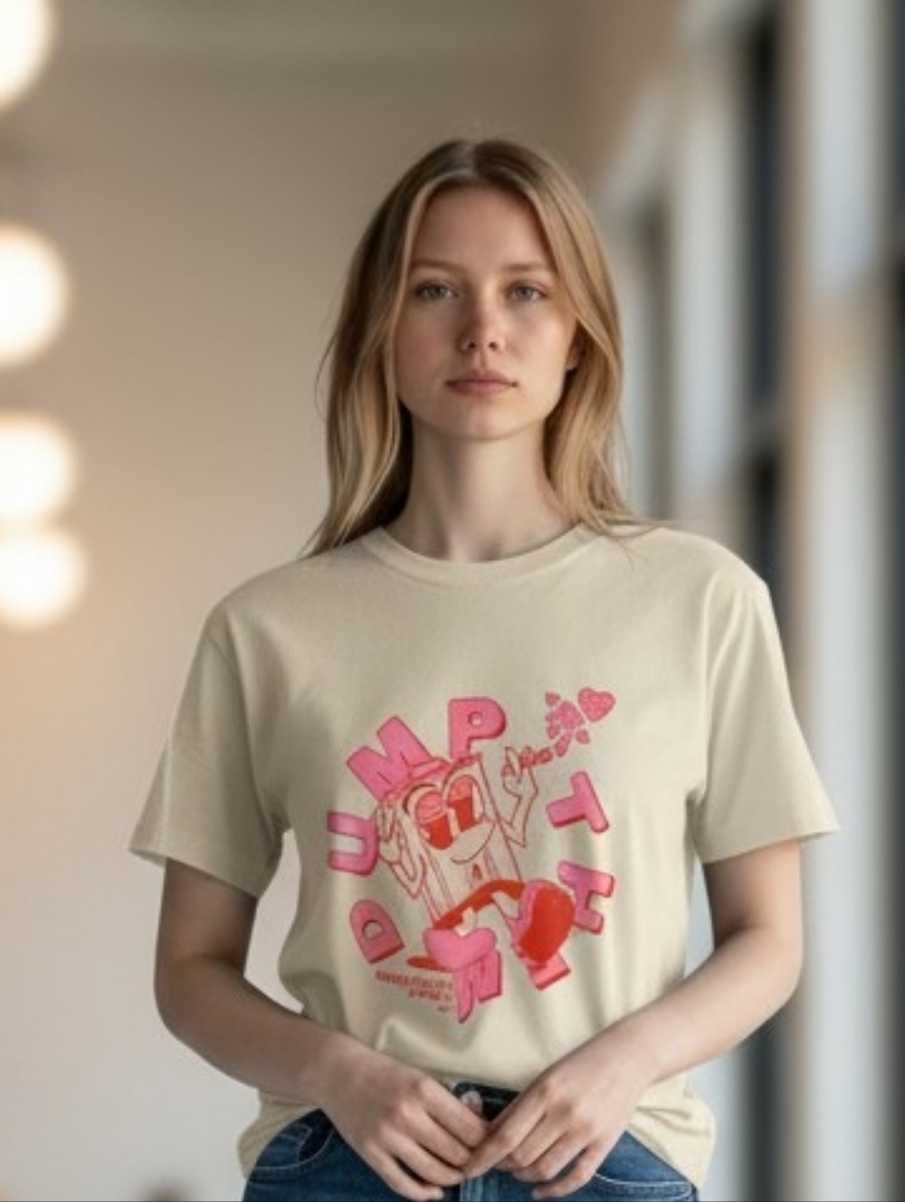 "Dump Them" Cream Graphic Novelty Unisex Tee with Funny Graphic Men's Size M